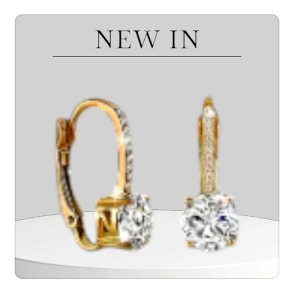 NEW 14k Gold Plated Cubic Zirconia Earrings - Picture 1 of 3